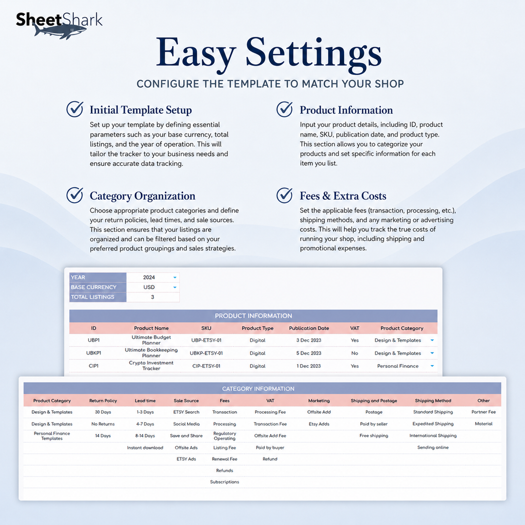 Etsy Seller Spreadsheet — Sales, Fees & Profit Tracker
