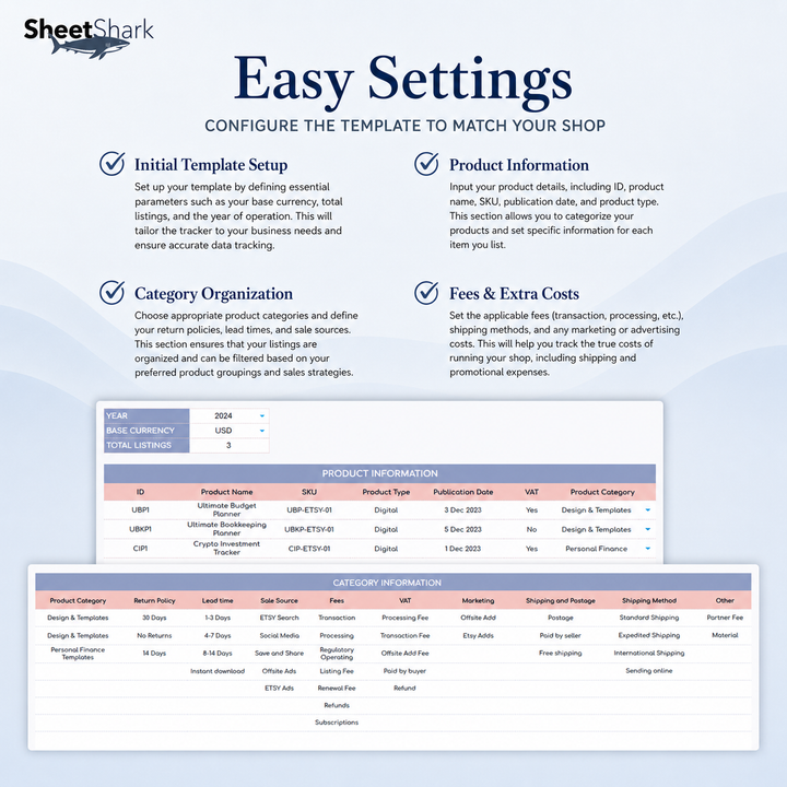 Etsy Seller Spreadsheet — Sales, Fees & Profit Tracker