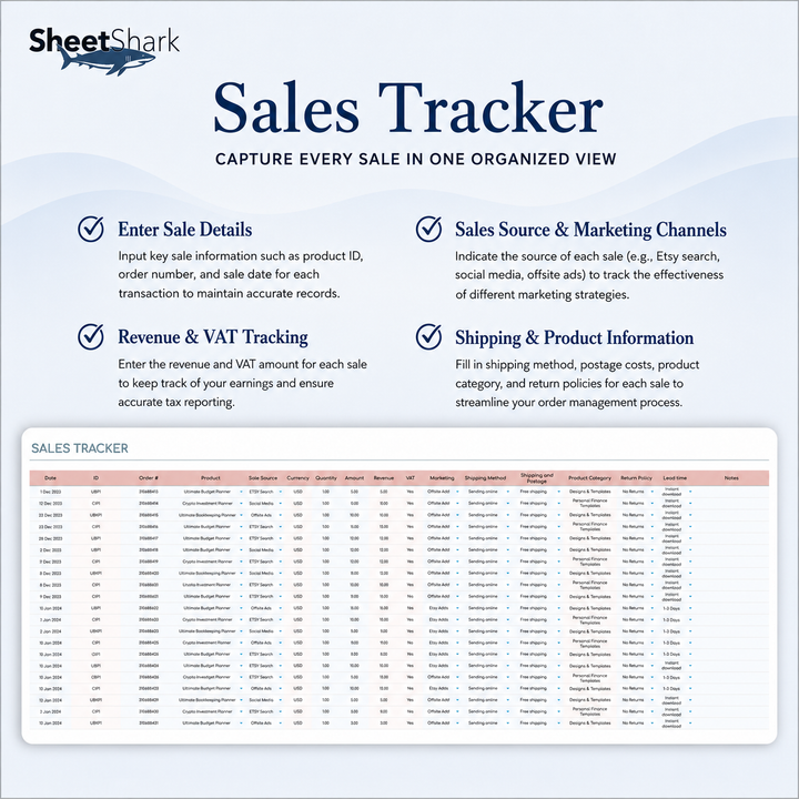 Etsy Seller Spreadsheet — Sales, Fees & Profit Tracker