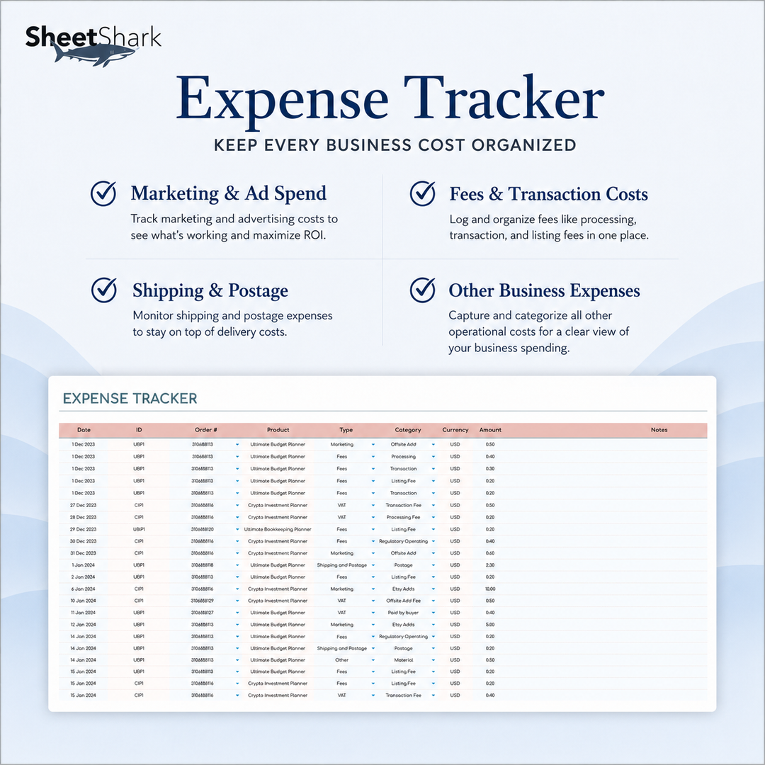 Etsy Seller Spreadsheet — Sales, Fees & Profit Tracker