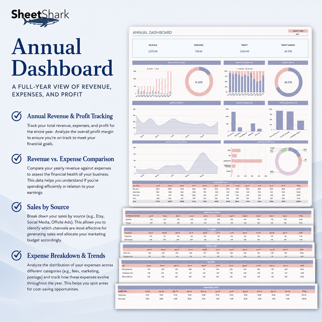 Etsy Seller Spreadsheet — Sales, Fees & Profit Tracker