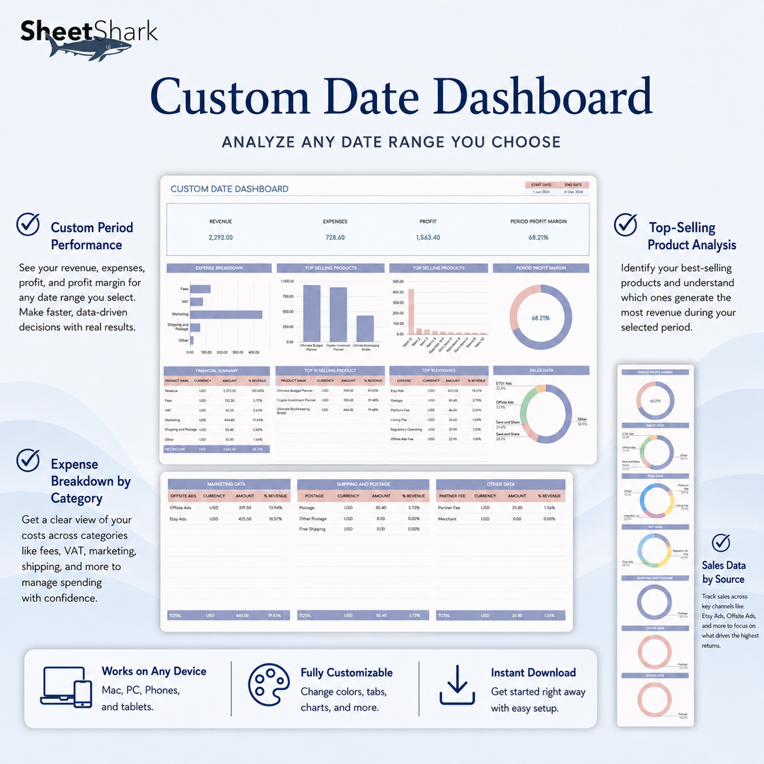 Etsy Seller Spreadsheet — Sales, Fees & Profit Tracker