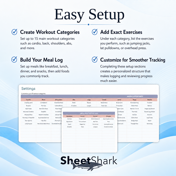 Fitness Planner Spreadsheet — Workout Tracker for Excel & Google Sheets