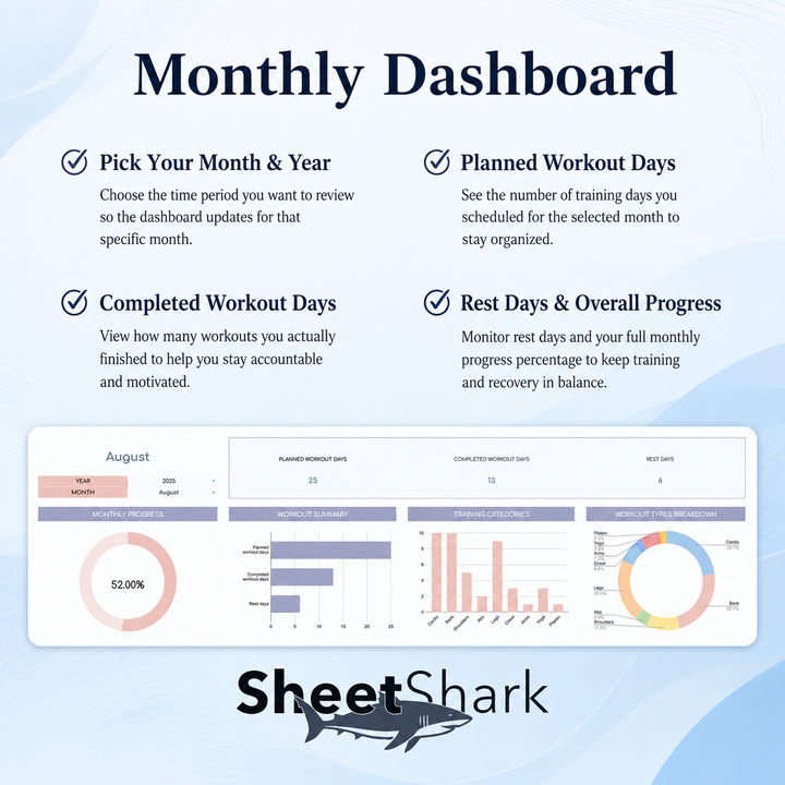 Fitness Planner Spreadsheet — Workout Tracker for Excel & Google Sheets