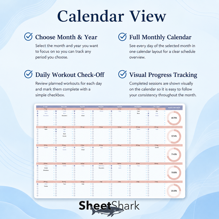 Fitness Planner Spreadsheet — Workout Tracker for Excel & Google Sheets