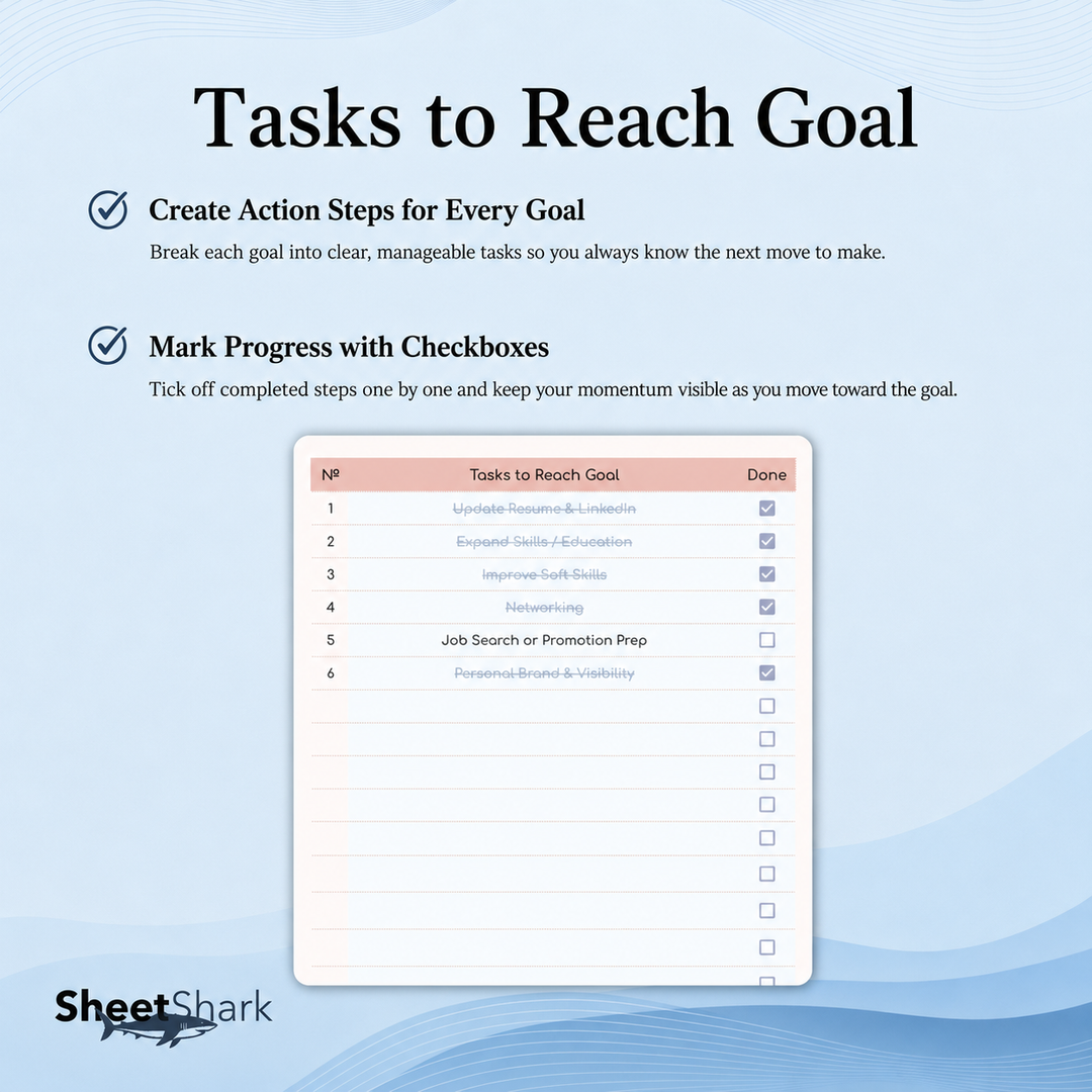 Goal Planner Spreadsheet — SMART Goals & Milestones