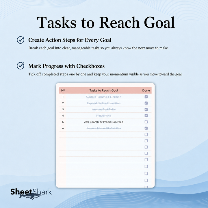 Goal Planner Spreadsheet — SMART Goals & Milestones