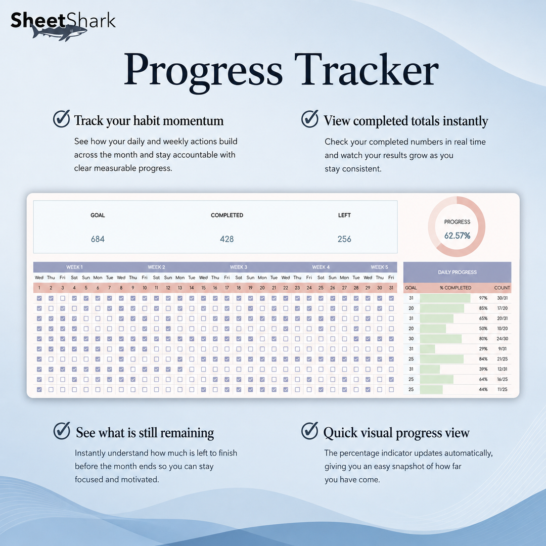 Habit Tracker Spreadsheet — Daily Streaks for Excel & Google Sheets