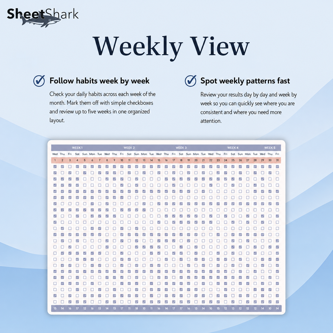 Habit Tracker Spreadsheet — Daily Streaks for Excel & Google Sheets