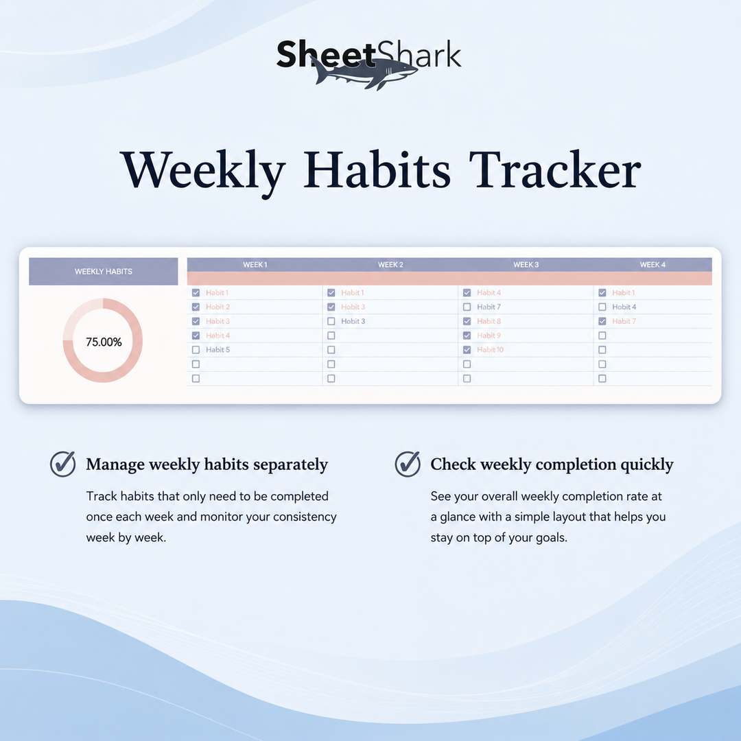 Habit Tracker Spreadsheet — Daily Streaks for Excel & Google Sheets