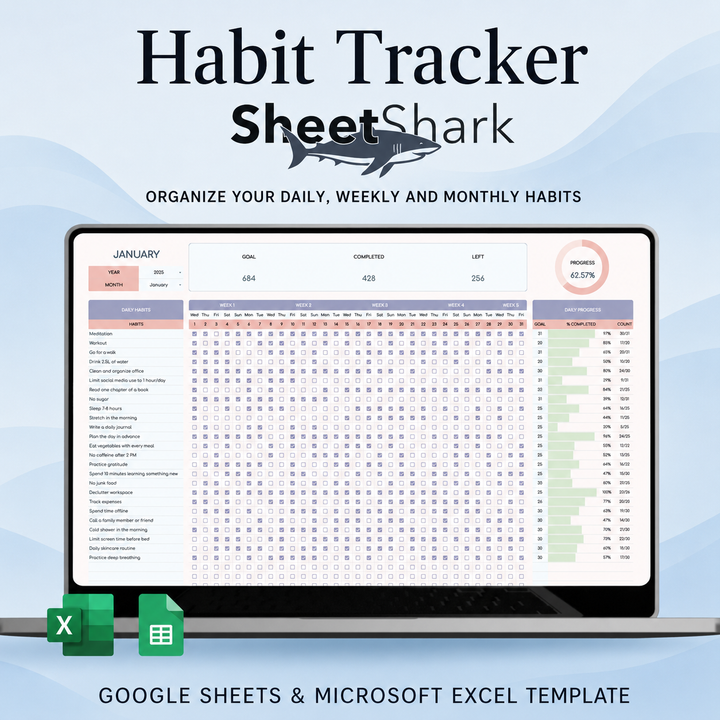 Habit Tracker Spreadsheet — Daily Streaks for Excel & Google Sheets