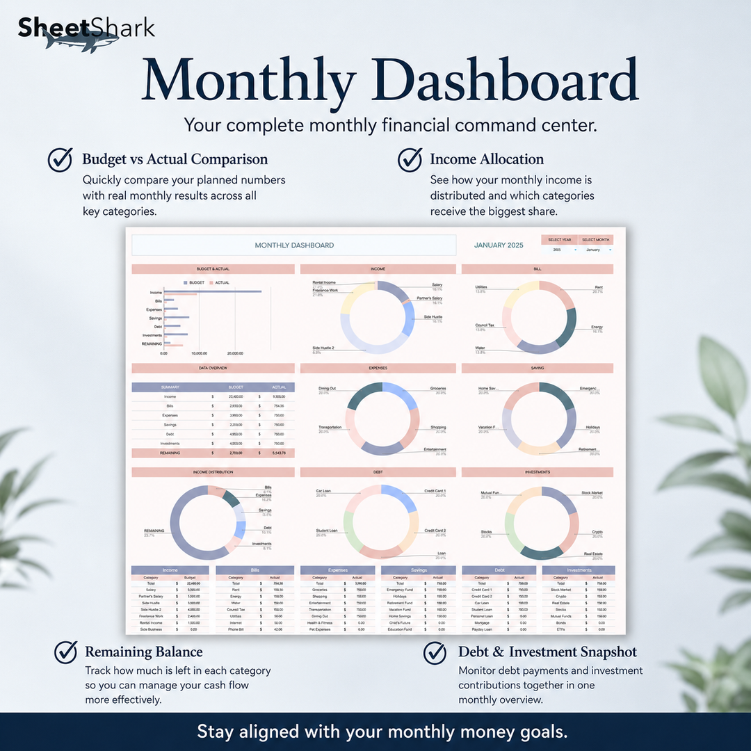 Income & Expense Tracker Spreadsheet — Excel & Google Sheets