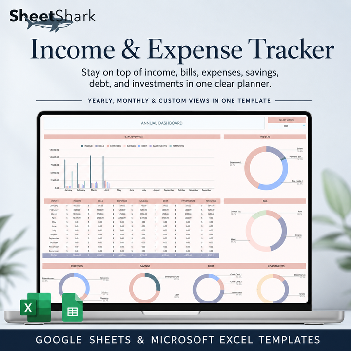 Income & Expense Tracker Spreadsheet — Excel & Google Sheets
