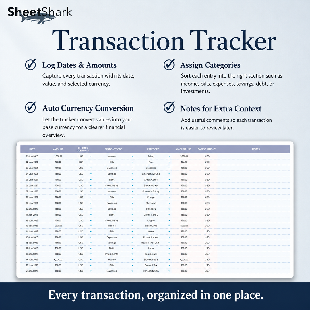 Income & Expense Tracker Spreadsheet — Excel & Google Sheets