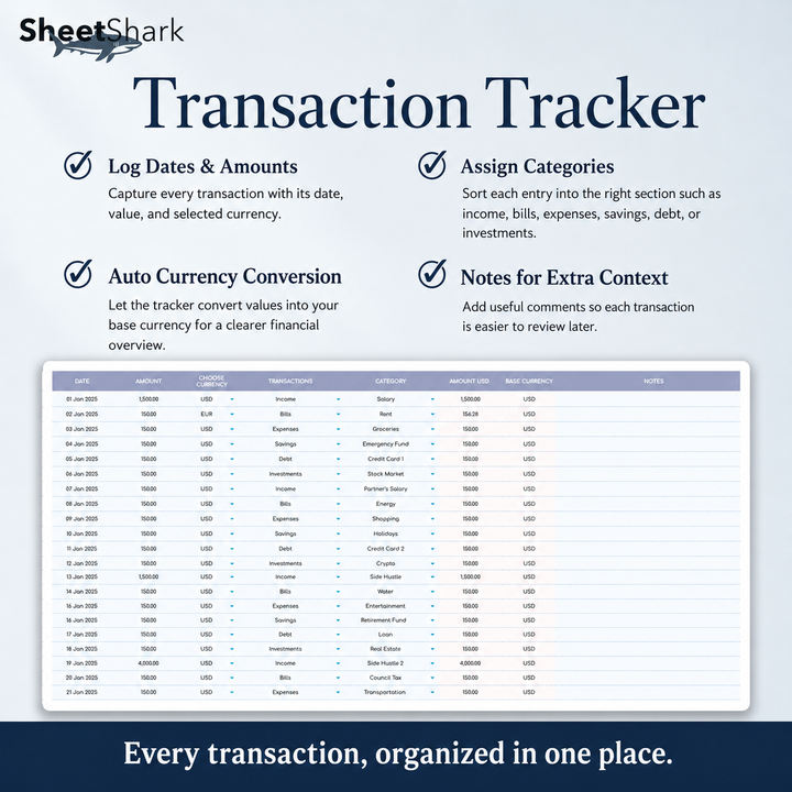 Income & Expense Tracker Spreadsheet — Excel & Google Sheets