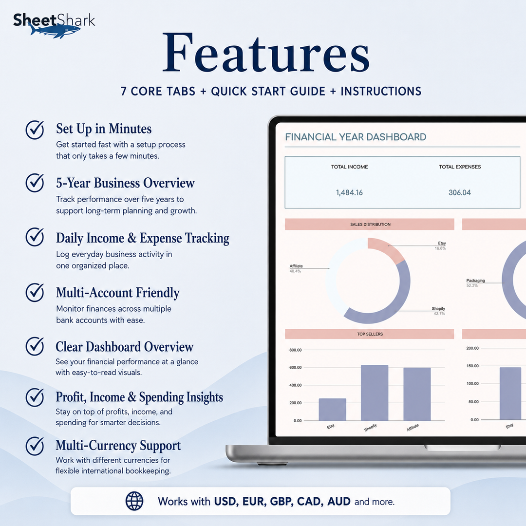 Small Business Bookkeeping Spreadsheet — Excel & Google Sheets