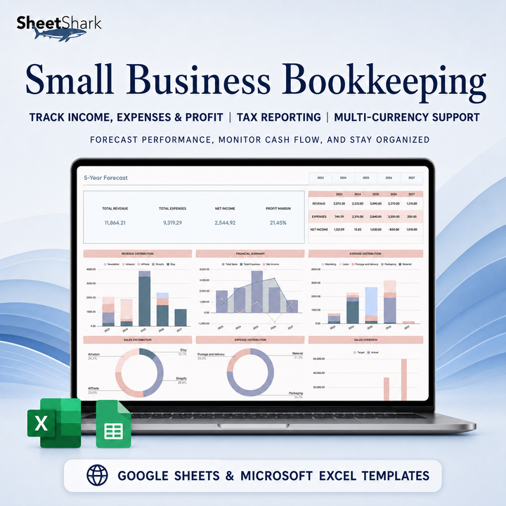 Small Business Bookkeeping Spreadsheet — Excel & Google Sheets