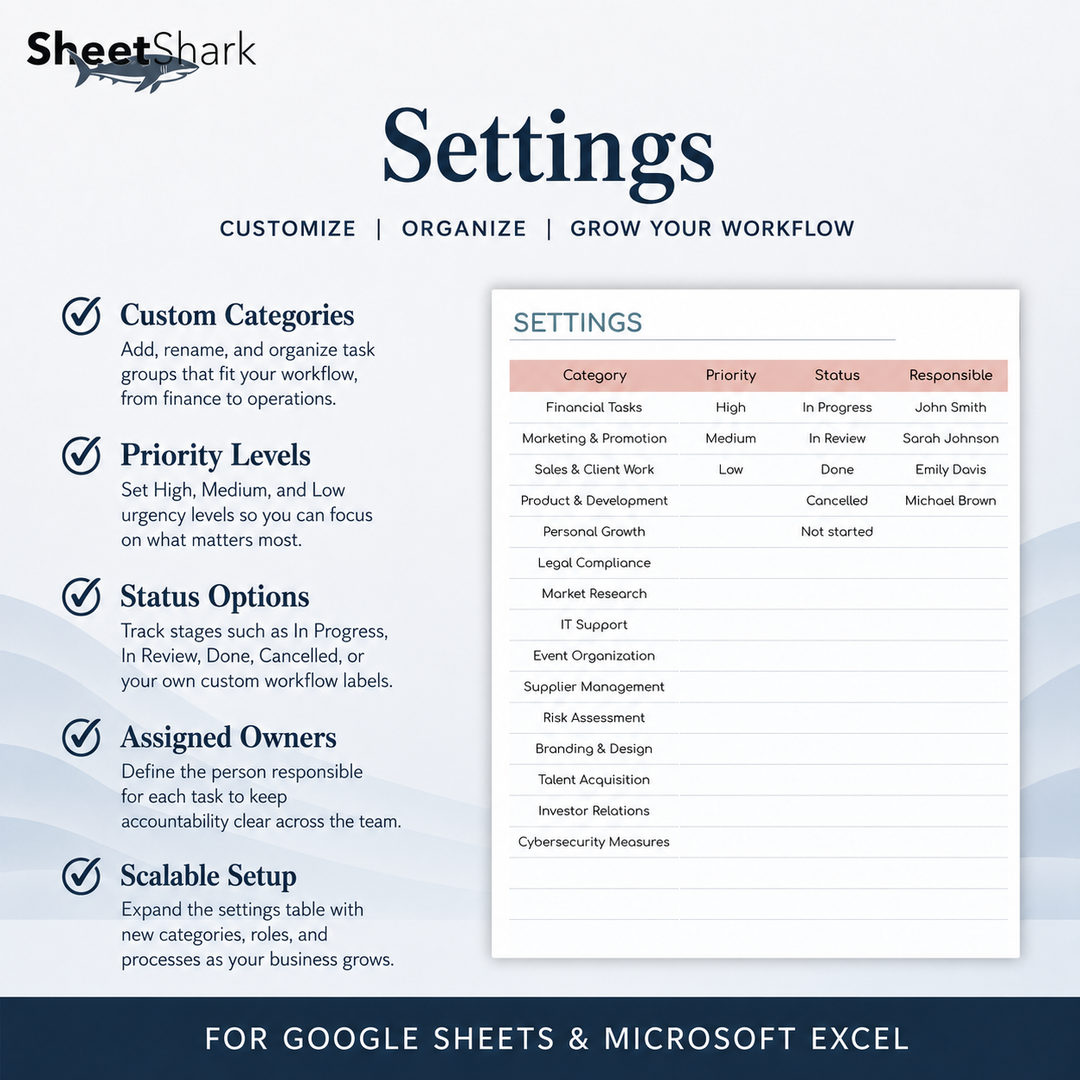 Task Tracker Spreadsheet — Project & Deadline Manager