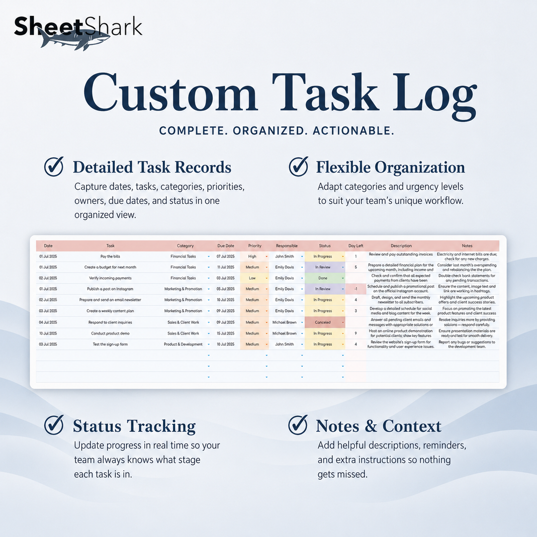 Task Tracker Spreadsheet — Project & Deadline Manager