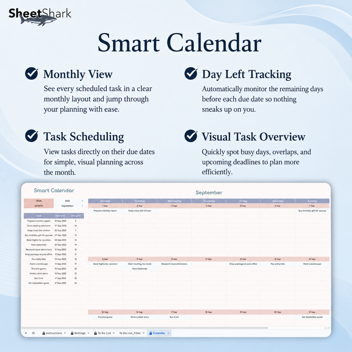 To-Do List Spreadsheet — Daily Task Tracker for Excel & Google Sheets