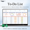 To-Do List Spreadsheet — Daily Task Tracker for Excel & Google Sheets