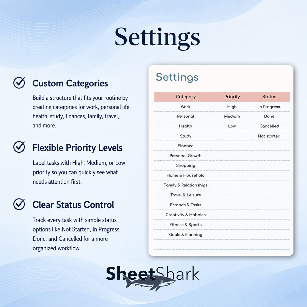 To-Do List Spreadsheet — Daily Task Tracker for Excel & Google Sheets