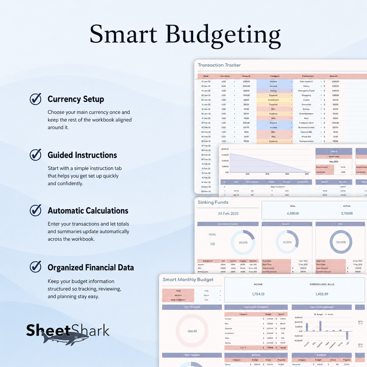 Monthly Budget Spreadsheet — Excel & Google Sheets Template