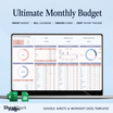 Monthly Budget Spreadsheet — Excel & Google Sheets Template