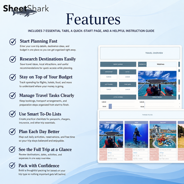 Travel Planner Spreadsheet — Itinerary, Budget & Packing List