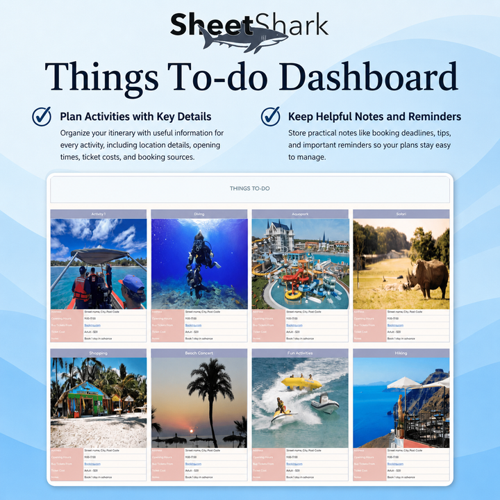 Travel Planner Spreadsheet — Itinerary, Budget & Packing List