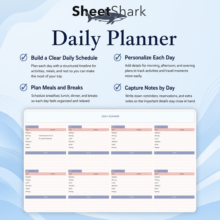 Travel Planner Spreadsheet — Itinerary, Budget & Packing List