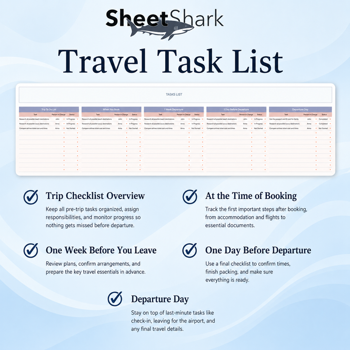 Travel Planner Spreadsheet — Itinerary, Budget & Packing List