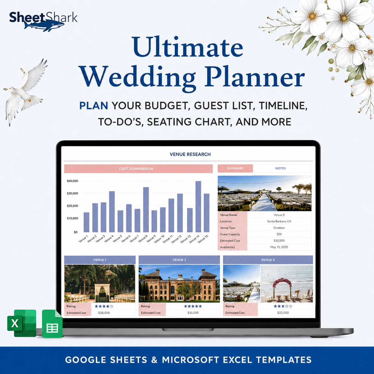 Wedding Planner Spreadsheet — Budget, Guests & Timeline