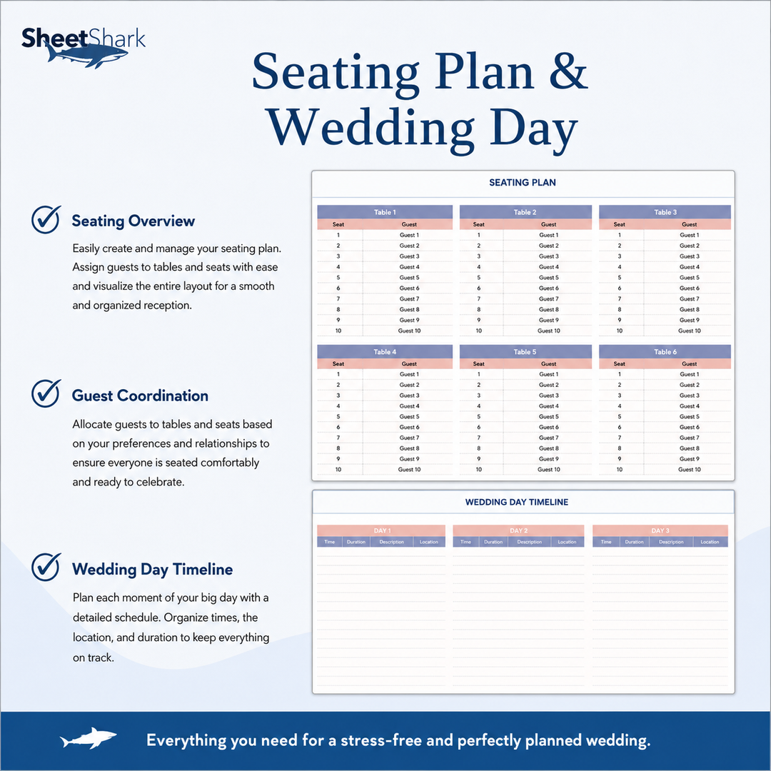 Wedding Planner Spreadsheet — Budget, Guests & Timeline