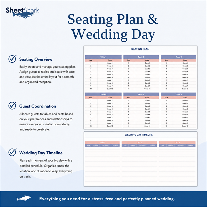 Wedding Planner Spreadsheet — Budget, Guests & Timeline