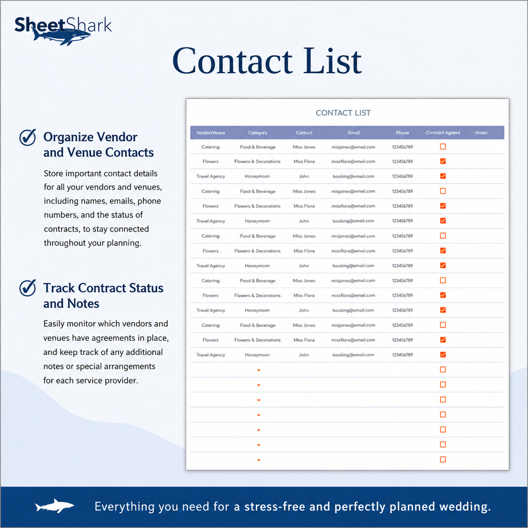 Wedding Planner Spreadsheet — Budget, Guests & Timeline