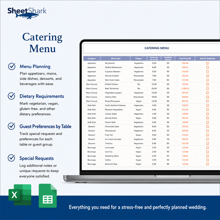 Wedding Planner Spreadsheet — Budget, Guests & Timeline